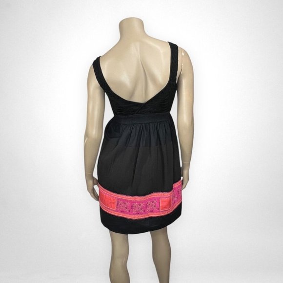 FREE PEOPLE Small Embroidered Black Sleeveless Dress Boho - Picture 3 of 9